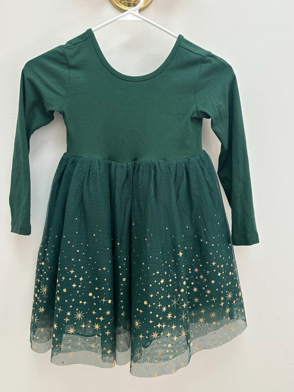 Hanna Andersson Long Sleeve Shimmer Tulle Dress Ponderosa Green Size 5 (110cm)